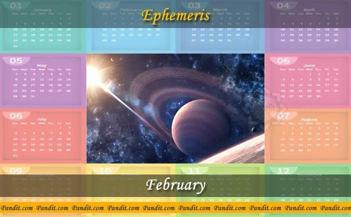 Free Astrology Ephemeris - February 2016 – Pandit.com