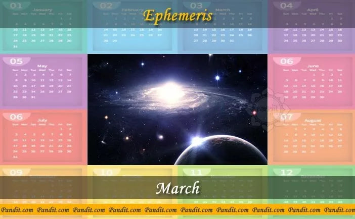 Free Astrology Ephemeris - March 2016 – Pandit.com