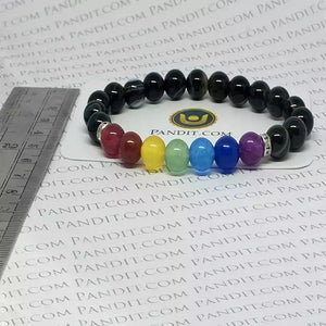 Black Banded Agate Onyx 7 Chakra Bracelet