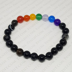 Black Banded Agate Onyx 7 Chakra Bracelet