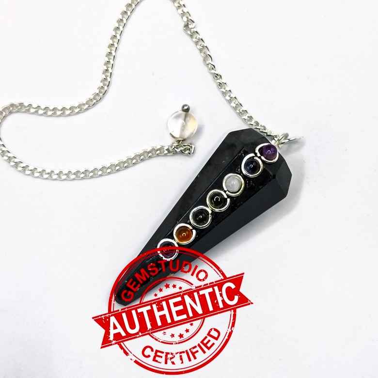 Black Tourmaline 7 Chakra Dowsing Pendulum