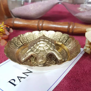 Brass Turtle with Plate for Positive Energy