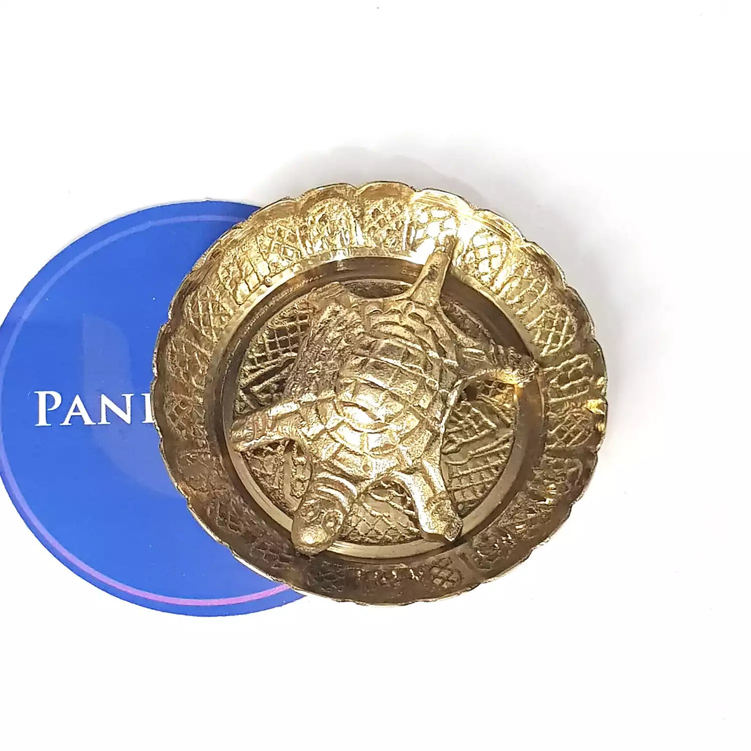 Brass Turtle with Plate for Positive Energy