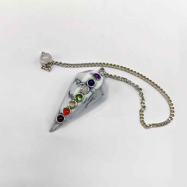 Howlite 7 Chakra Dowsing Pendulum