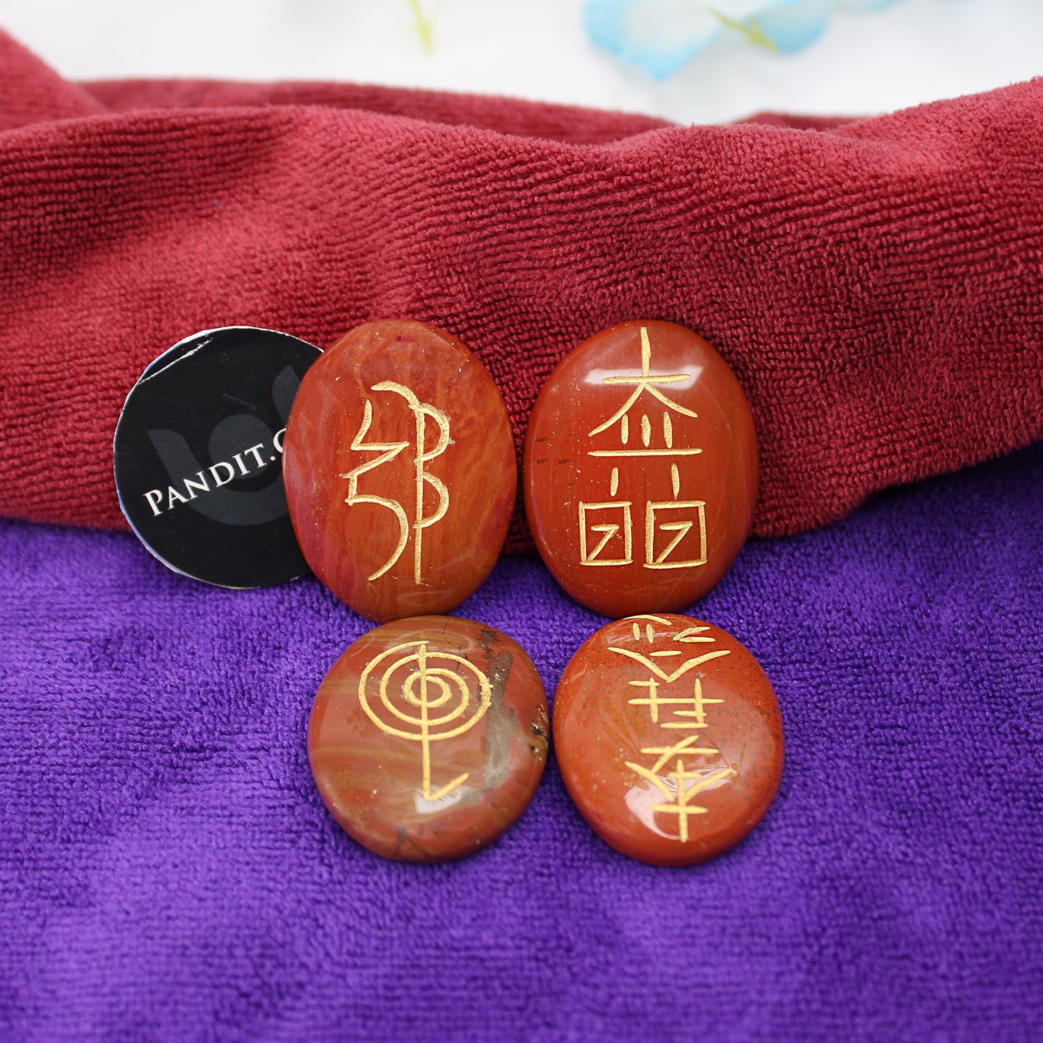 Red Jasper Reiki Symbol Healing Stones Set