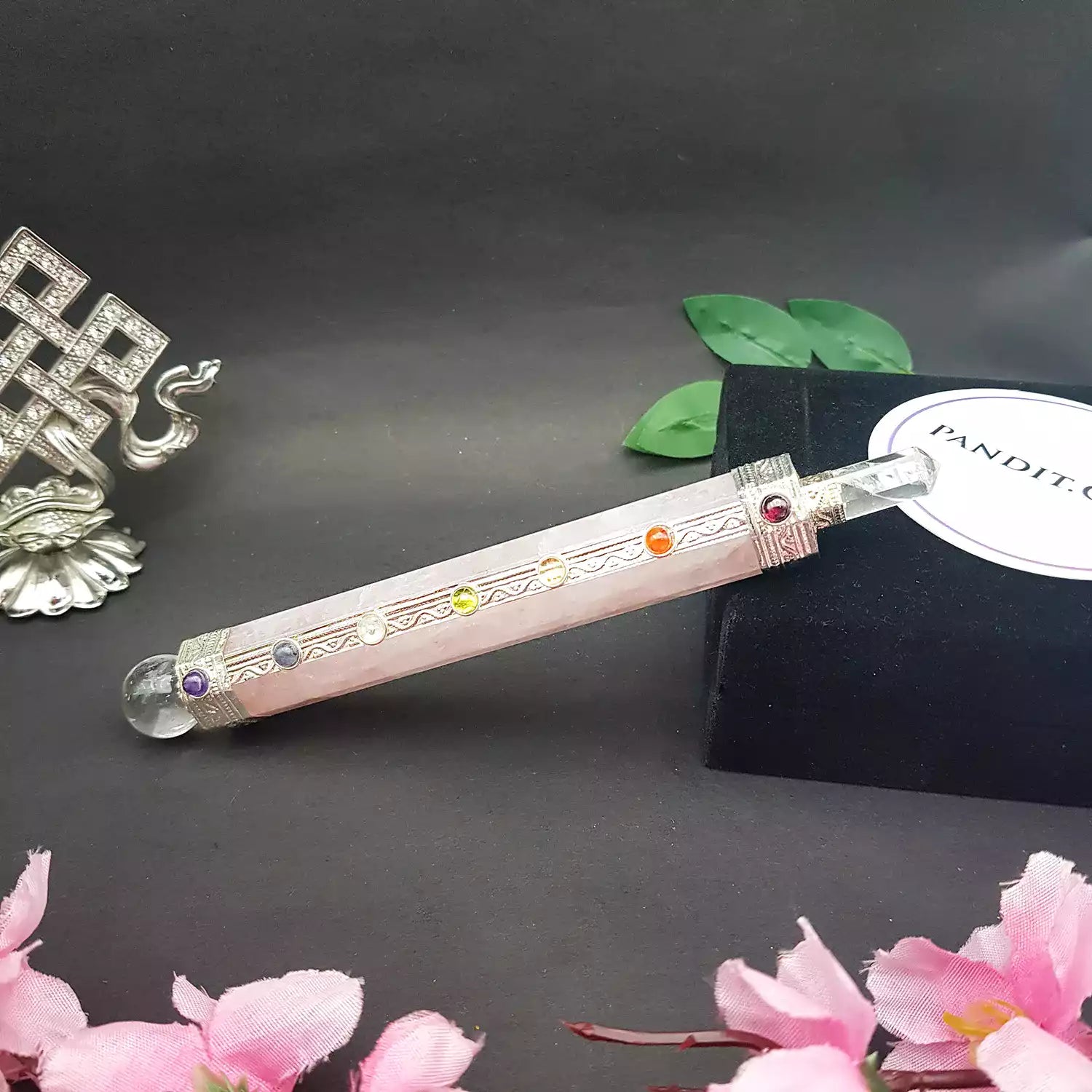 Rose Quartz 7 Chakra Healing Stone Wand