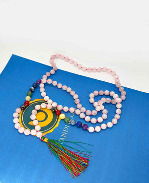 Rose Quartz 7 Chakra Mala