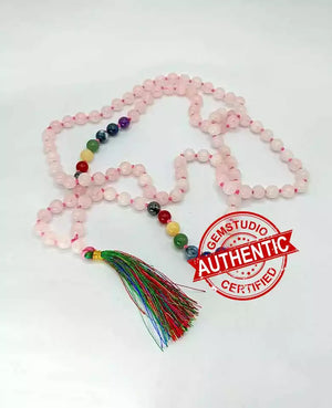 Rose Quartz 7 Chakra Mala