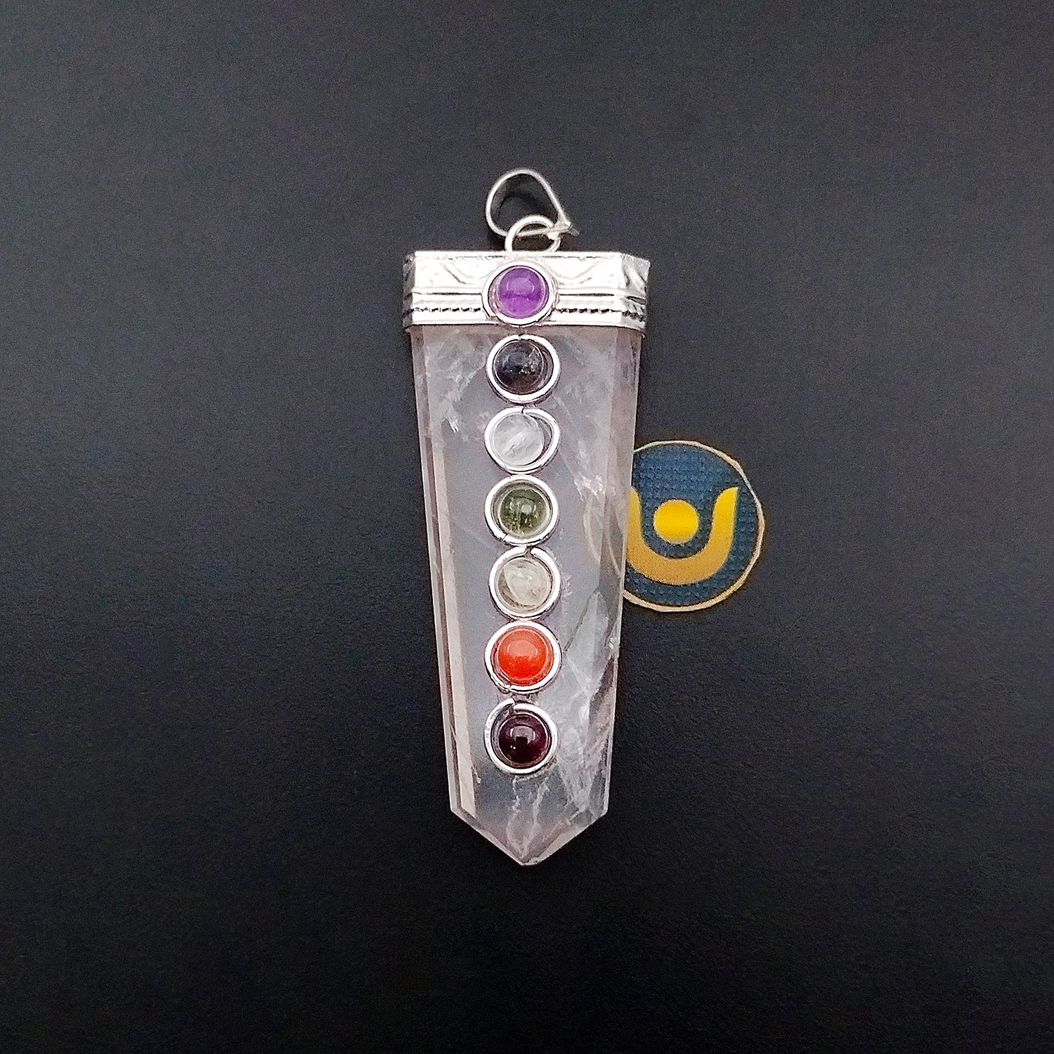 Rose Quartz 7 Chakra Pencil Pendant