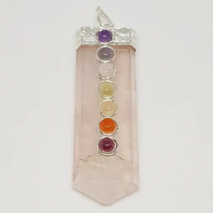 Rose Quartz 7 Chakra Pencil Pendant