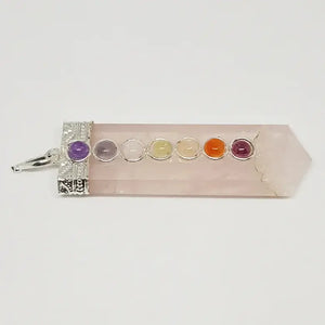 Rose Quartz 7 Chakra Pencil Pendant