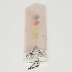 Rose Quartz 7 Chakra Pencil Pendant