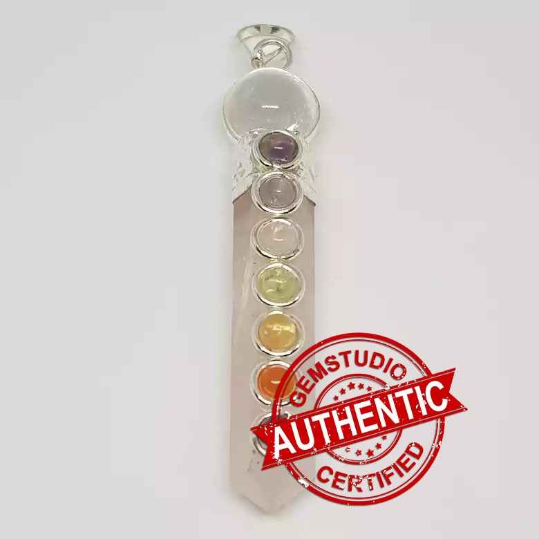 Rose Quartz 7 Chakra Pendant