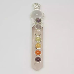 Rose Quartz 7 Chakra Pendant