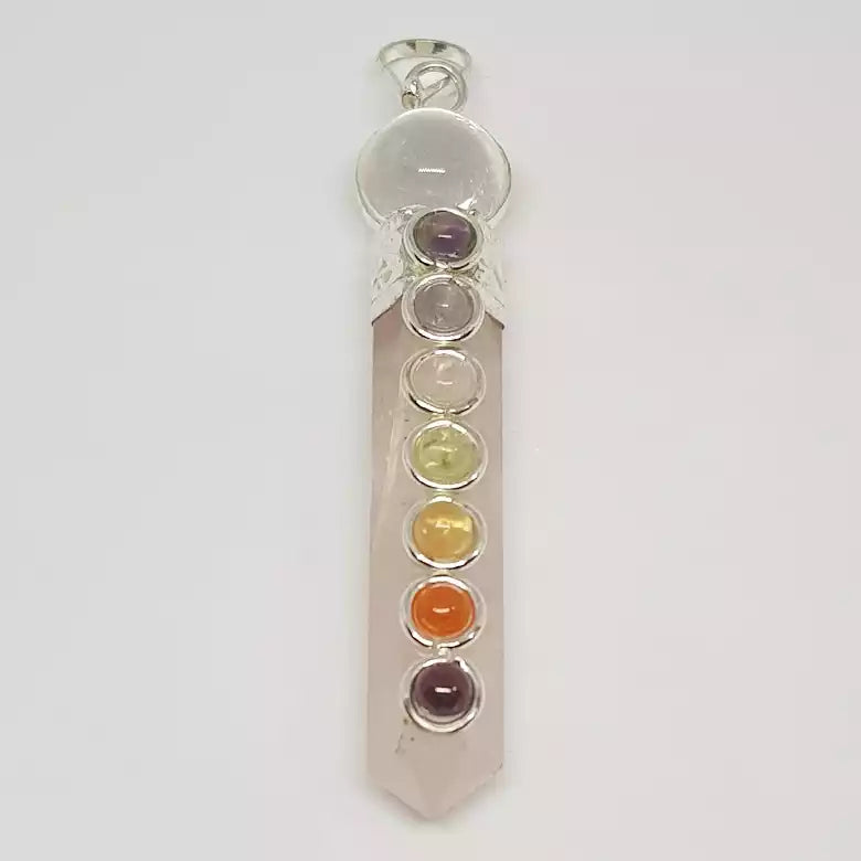 Rose Quartz 7 Chakra Pendant