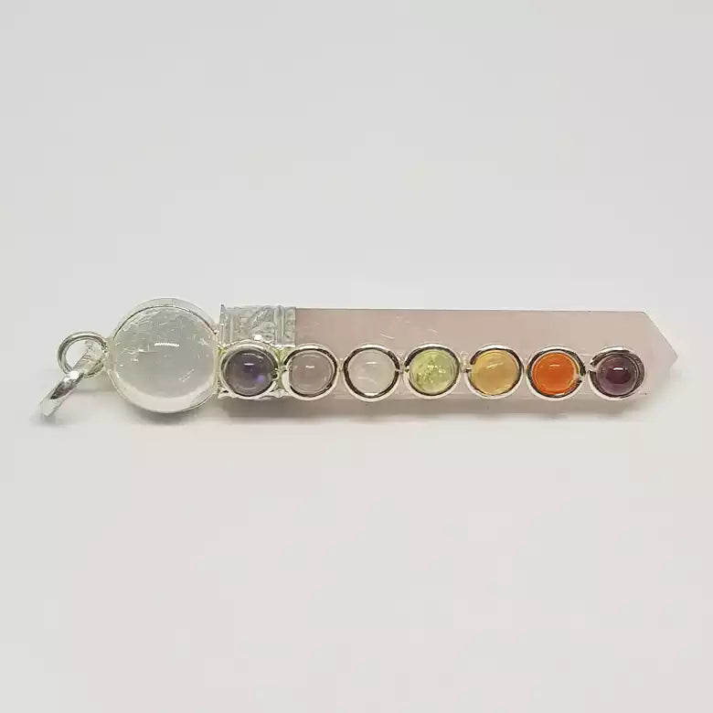 Rose Quartz 7 Chakra Pendant