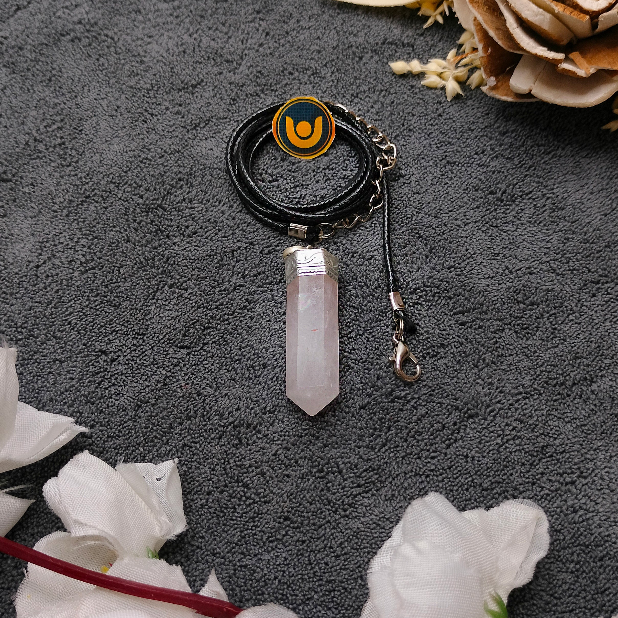 Rose Quartz Cap Pencil Pendant