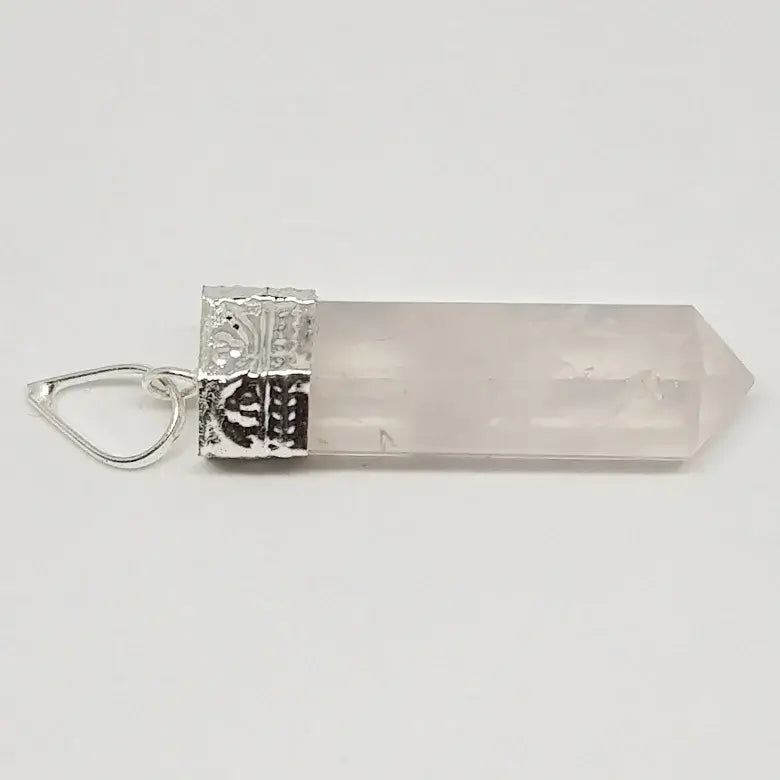 Rose Quartz Cap Pencil Pendant