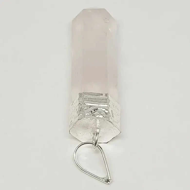 Rose Quartz Cap Pencil Pendant