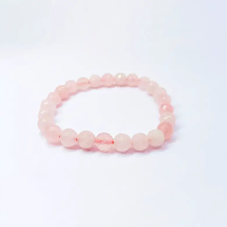 Rose Quartz Diamond Cut Bracelet