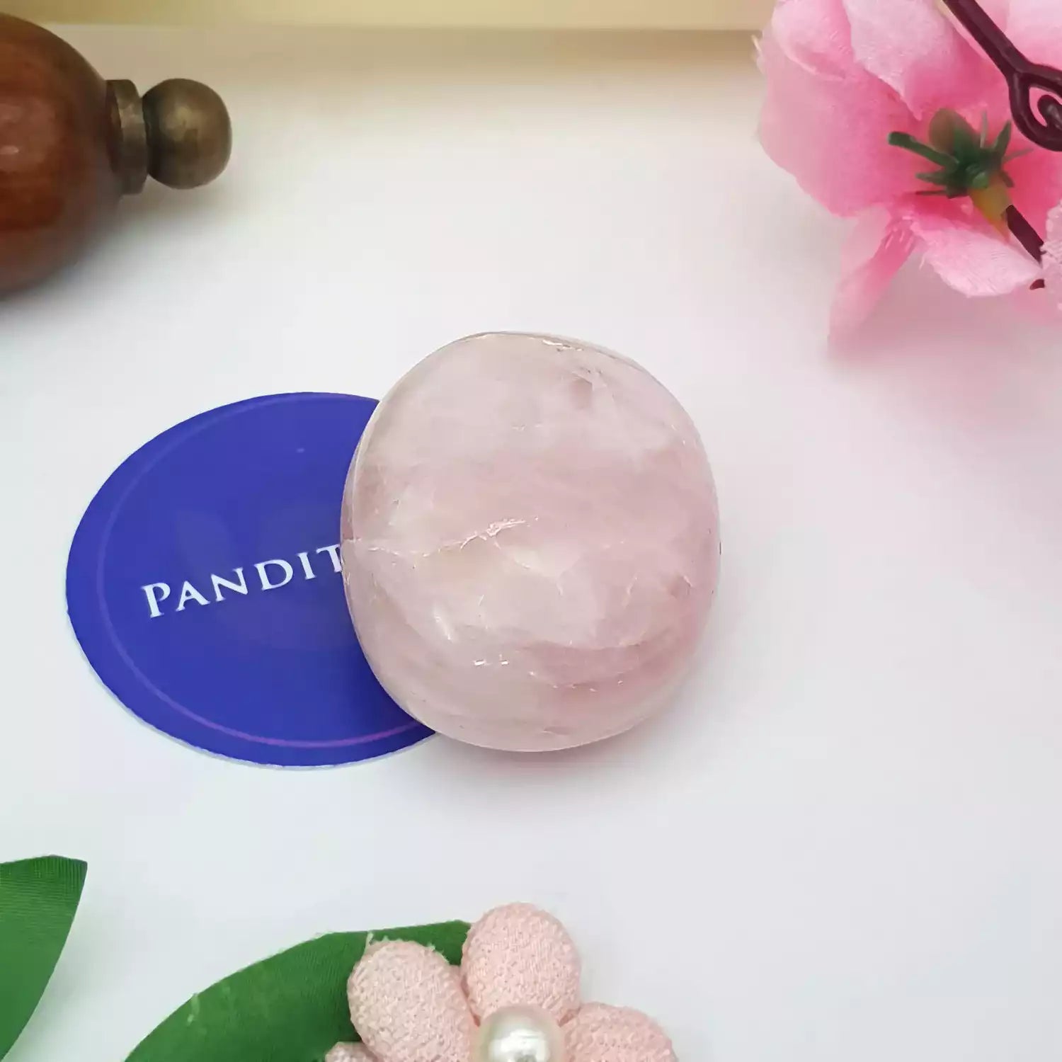 Rose Quartz Healing Crystal Palm Stone