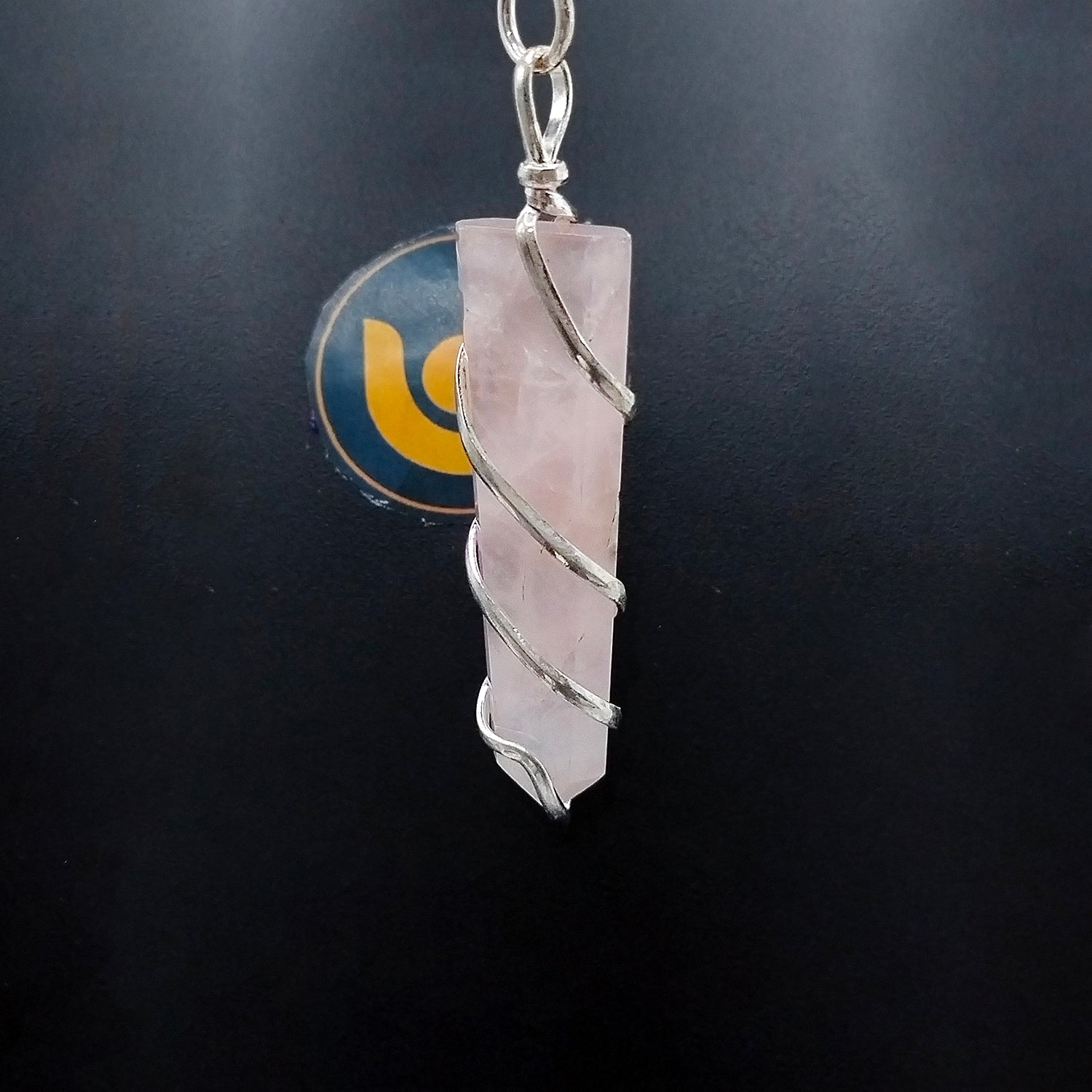 Rose Quartz Spiral Pencil Pendant