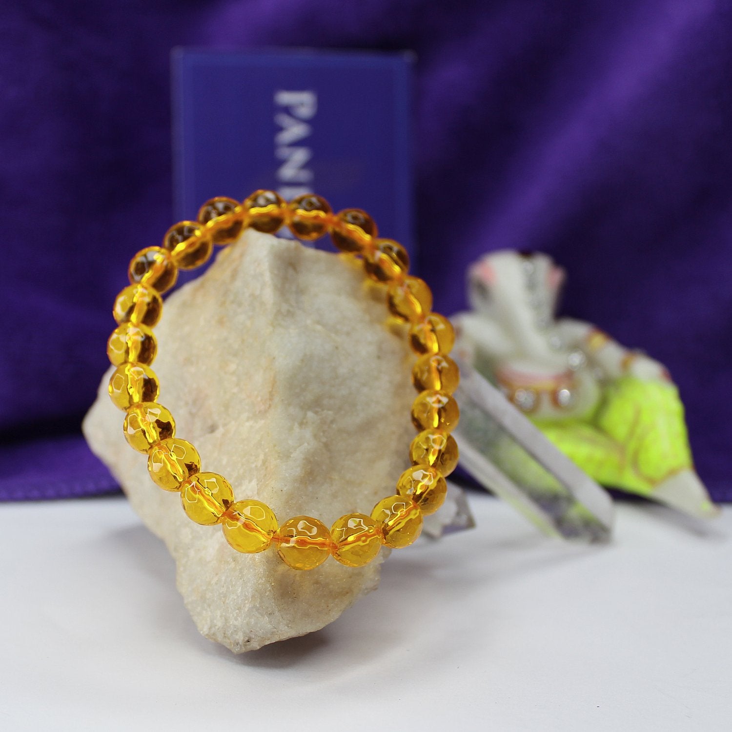 Yellow Diamond Cut Glass Bracelet